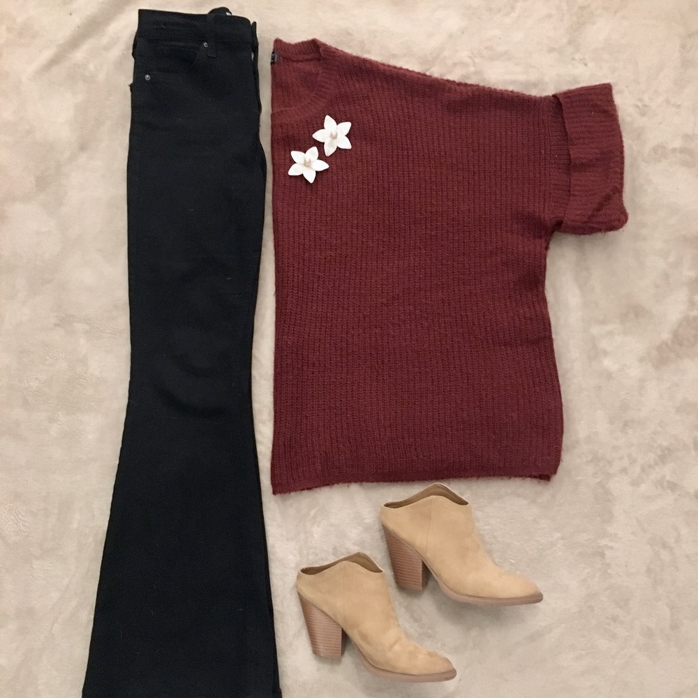 Dizzy Daisy Maroon Bell Sleeve Sweater